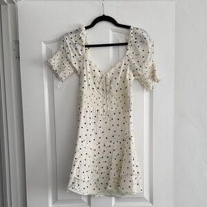 Alice + Olivia Cream Mini Dress with Black Dots